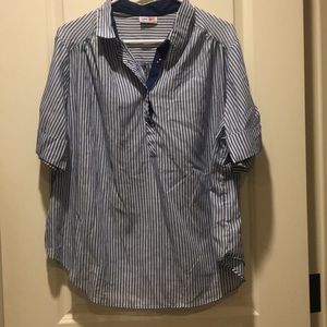 Like New!Square One Vintage 1/4 button down stripe short sleeve tab top size 44